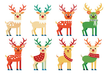 Obraz premium Colorful Geometric reindeer vector modern Minimalist Wildlife Design Set
