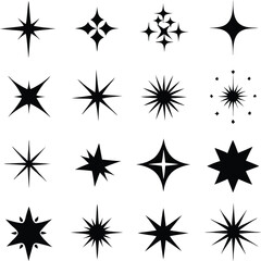 Star collection. Different stars set. Vector illustration