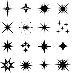 Star collection. Different stars set. Vector illustration