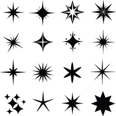 Star collection. Different stars set. Vector illustration