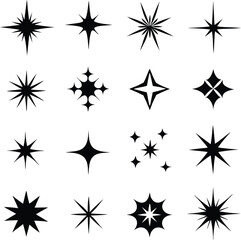 Star collection. Different stars set. Vector illustration