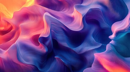 Obraz premium Abstract vibrant waves of blue and purple with orange highlights create stunning visual texture