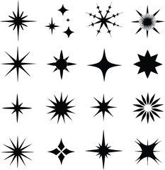 Star collection. Different stars set. Vector illustration