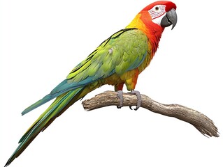 Obraz premium A colorful parrot perched on a branch, showcasing its vibrant feathers and lively personality in a natural setting.
