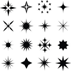 Star collection. Different stars set. Vector illustration