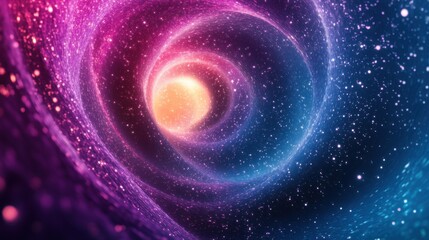 Cosmic vortex of swirling colors and glowing stars in deep space