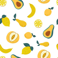 Yellow Fruits Seamless Pattern Vector