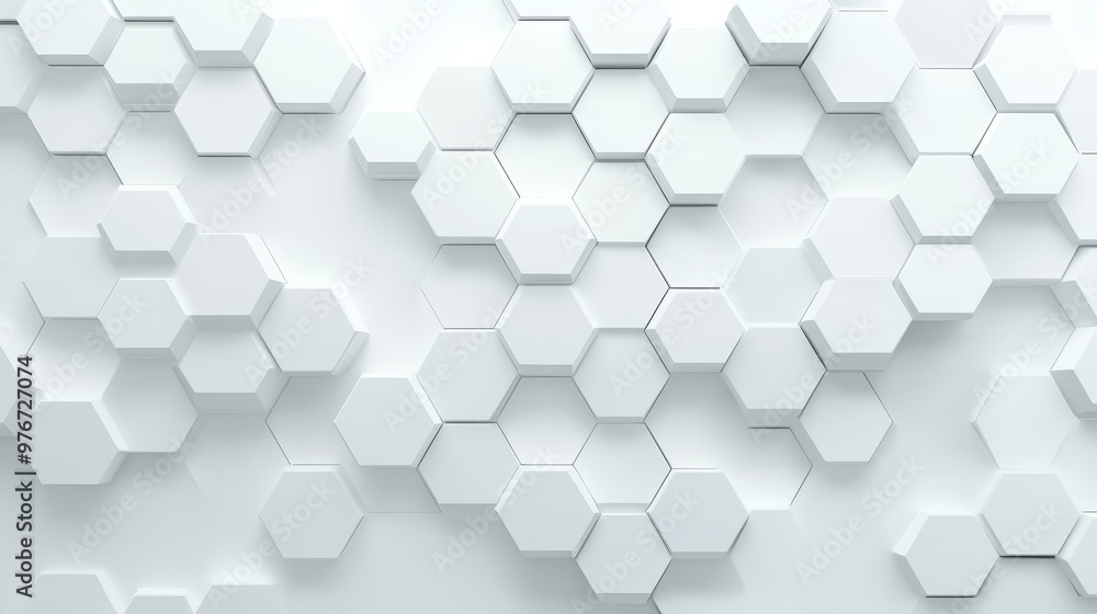 Aufkleber modern abstract design showcasing glowing hexagonal shapes on a sleek white background for a techins