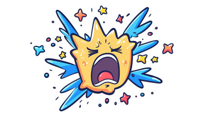 Obraz premium A vibrant cartoon illustration of a spinning head, depicting a dizzy reaction, ideal for web graphic use.