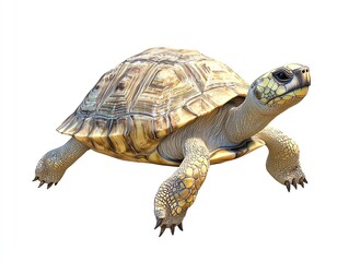 Obraz premium A realistic illustration of a tortoise showcasing its intricate shell and unique features, perfect for wildlife and nature themes.