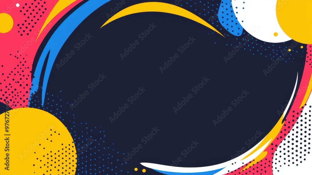 Poster discover a modern halftone dot circle frame design, perfect for adding a playful yet stylish touch t
