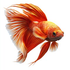 Fototapeta premium A vibrant and beautiful goldfish showcasing its flowing fins and bright orange color in a clear aquatic environment.