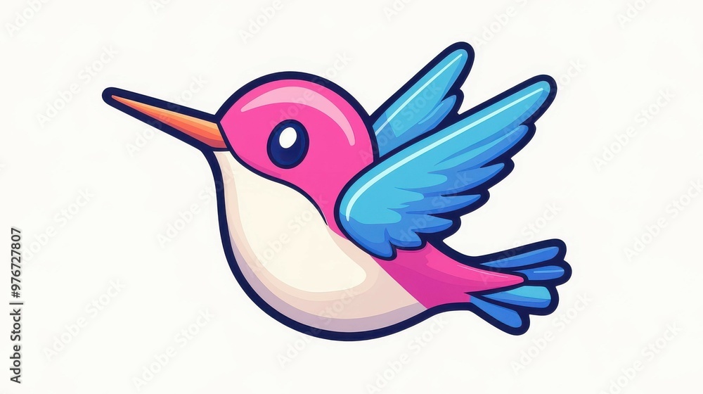 Canvas Prints Cheerful cartoon hummingbird illustration, perfect for tshirts, mobile apps, and modern web design. Bright and playful