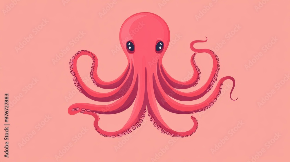 Poster a sleek and simple octopus vector design featuring clean lines and extended tentacles, perfect for m