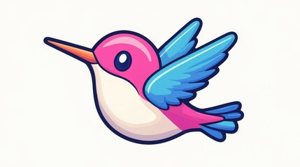 Obraz premium Cheerful cartoon hummingbird illustration, perfect for tshirts, mobile apps, and modern web design. Bright and playful
