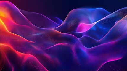 Obraz premium Vibrant abstract neon waves with gradient colors in digital artwork design