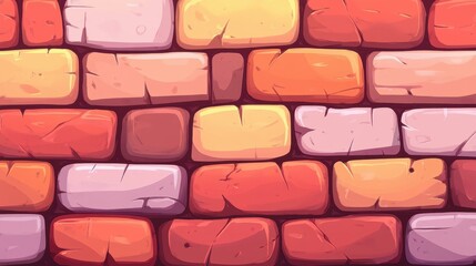 Fototapeta premium A vibrant red brick wall texture enhances your platformer game, adding depth with colorful variations and details.