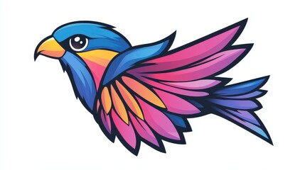 Obraz premium A vibrant vector art showcases a bird with a striking blue head, celebrating the beauty of urban nature.