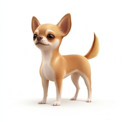 Cute and charming cartoon Chihuahua standing proudly, showcasing a joyful personality and vibrant colors for pet-themed designs.