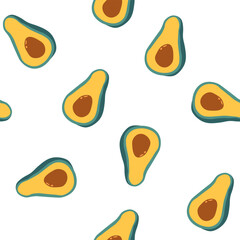 Avocado Seamless Pattern Isolated Vector