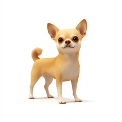 Obraz premium Cute and playful cartoon chihuahua standing happily, showcasing its adorable features and lively personality.