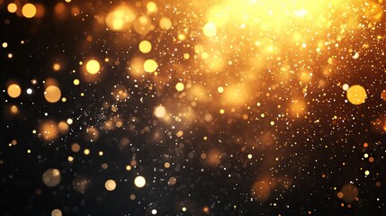 Glowing golden particles scattered in a dark background, creating a magical and festive atmosphere perfect for celebrations.