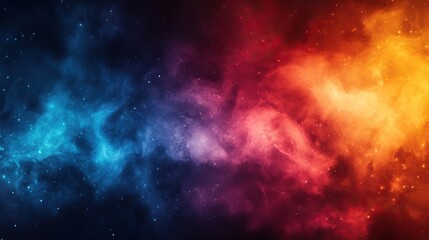 Fototapeta premium A vibrant swirl of cosmic colors, blending deep blues, fiery oranges, and luminous reds, creating an otherworldly backdrop.