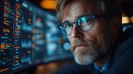 Stock Market Investor Analyst Broker Analyzing Financial Data - Business Concept