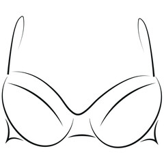 logo of women's underwear, namely women's push-up bra, drawn with several lines, vector