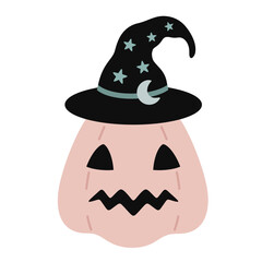 Halloween pumpkin clipart. Cute Pumpkin clipart. Happy Halloween clipart. Kids Halloween hand drawn vector illustration.