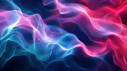 Obraz premium Abstract flowing red and blue light waves on a dark background concept of energy and motion