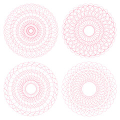 Set of vector guilloche rosettes