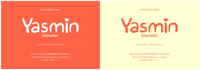 Alphabet Font Yasmin Raihana typeface font script style  lettering stylish Uppercase, Lowercase, and Number. 
Font hand-drawing Vector illustration lettering stylish  