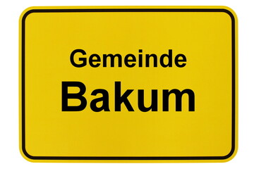 Illustration eines Ortsausgangsschildes der Gemeinde Bakum in Niedersachsen