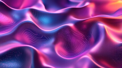 Obraz premium Abstract vibrant digital waves in motion, showcasing flowing neon colors and textures