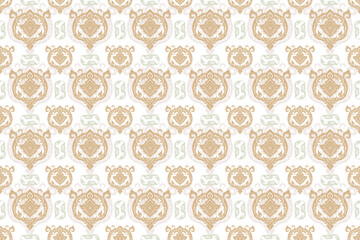 Seamless transition Thai art floral pattern in damask style motifs suitable for wallpaper, clothing, blanket, clothing and fabric.Find illustration vector in archive EPS.