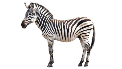 Fototapeta premium Zebra standing tall, isolate isolated on transparent background, PNG file,