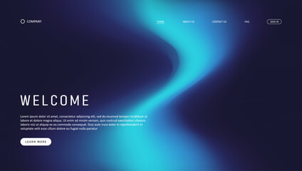 Abstract wave futuristic design of landing page. retro gradient mesh website design