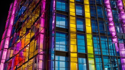 A vibrant stained glass window with intricate patterns and colorful mosaic designs, casting light through the old architecture, creating a decorative, artful atmosphere