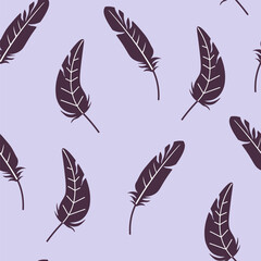 Purple Feather Seamless Vector Pattern