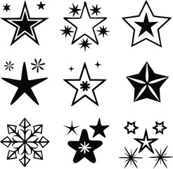 Star collection. Different stars set. Vector illustration