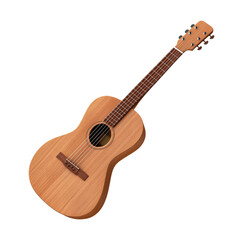 Acoustic guitar with a natural wood finish on a black background