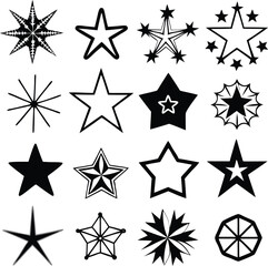 Star collection. Different stars set. Vector illustration