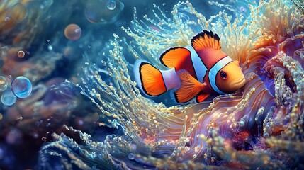 Clownfish in anemone