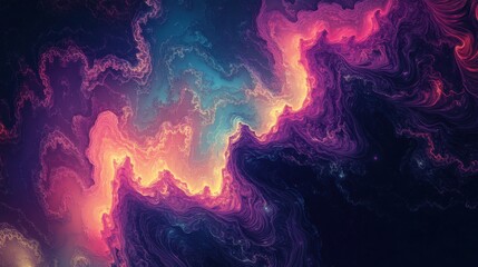 Fototapeta premium Abstract multicolored fractal pattern, swirling shapes in vibrant colors