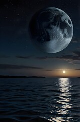moon over ocean