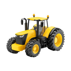 Obraz premium Yellow tractor model with large tires and robust design for agriculture