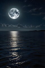 full moon over the sea