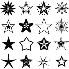 Star collection. Different stars set. Vector illustration