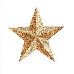 A glittering five-pointed star, sparkling effects, celebration theme, isolated on white background